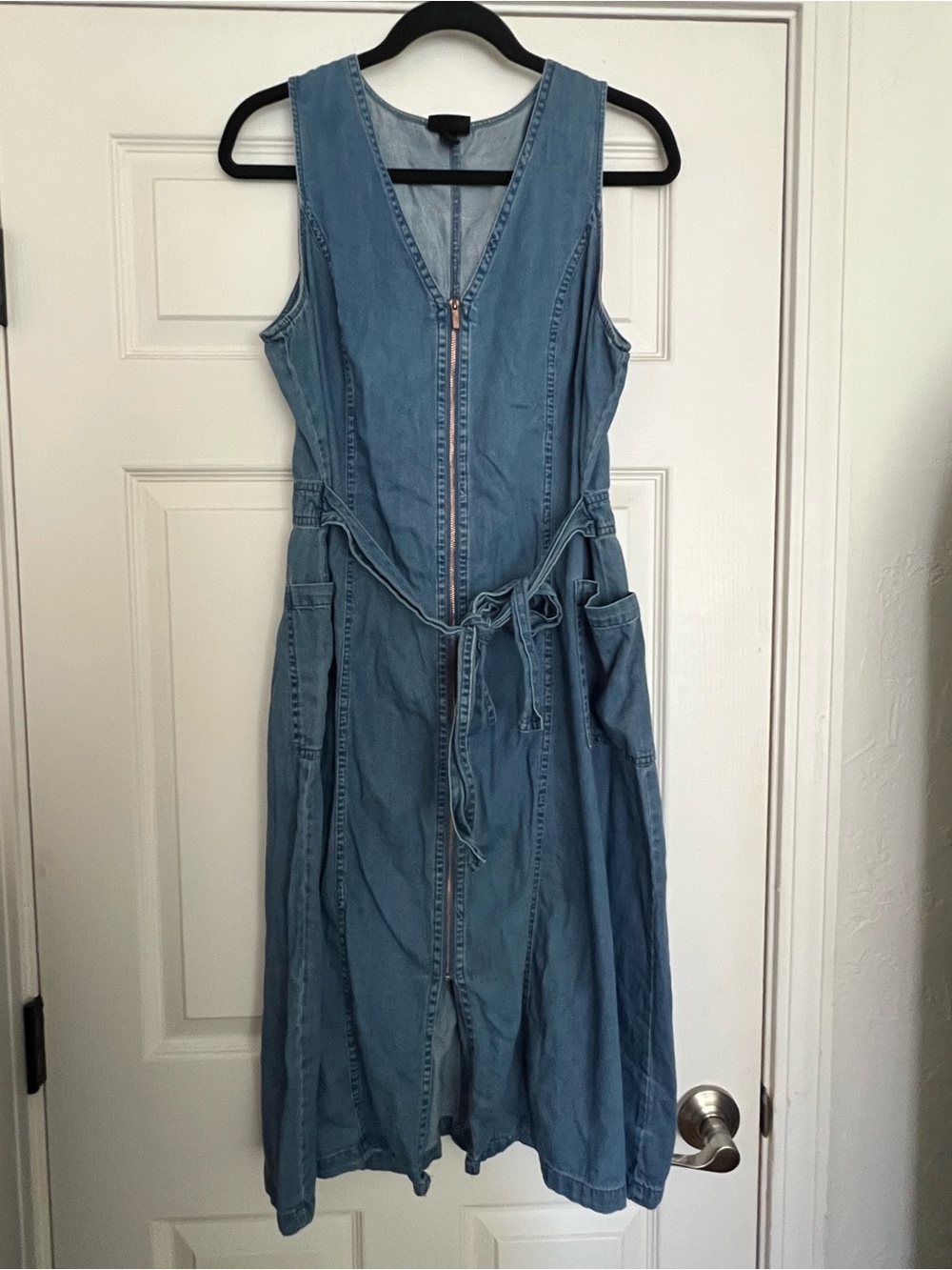 Mossimo Supply Co. Light Blue Denim Midi Dress with Front Zipper